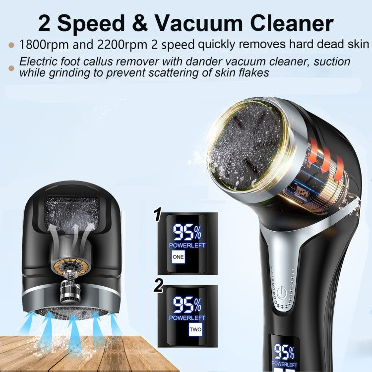 JD-510 Rechargeable Electric Foot Callus Remover with Vacuum Cleaner, White, 10 In 1 Kit White, 10 In 1 Kit  Black