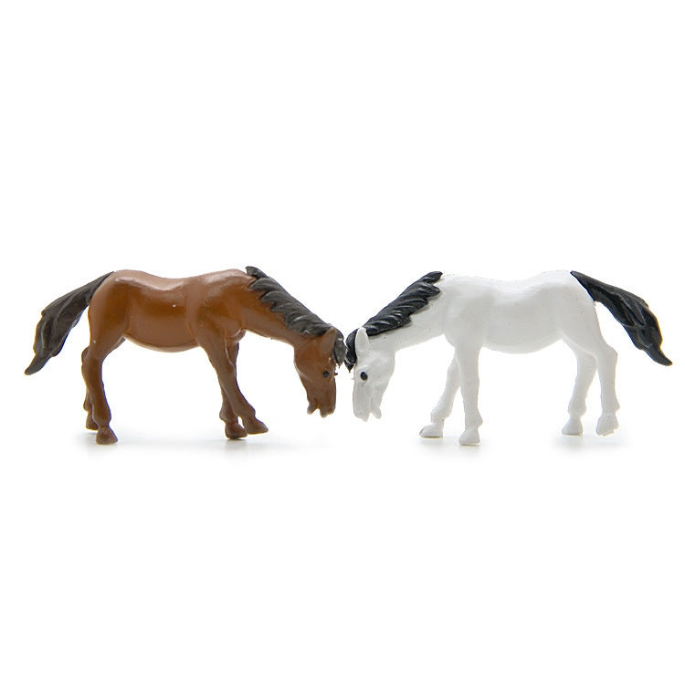Horse Figure DIY Micro-landscape Landscaping Doll Desktop Decoration Ornaments, White, Coffee
