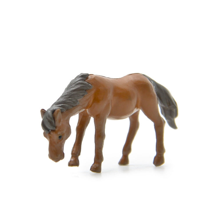 Horse Figure DIY Micro-landscape Landscaping Doll Desktop Decoration Ornaments, White, Coffee