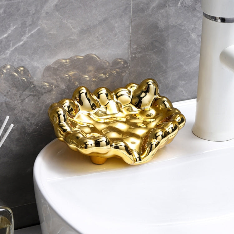 Electroplating Soap Box Fragrance Toilet Free Punch Drain Soap Holder, Golden, Silver