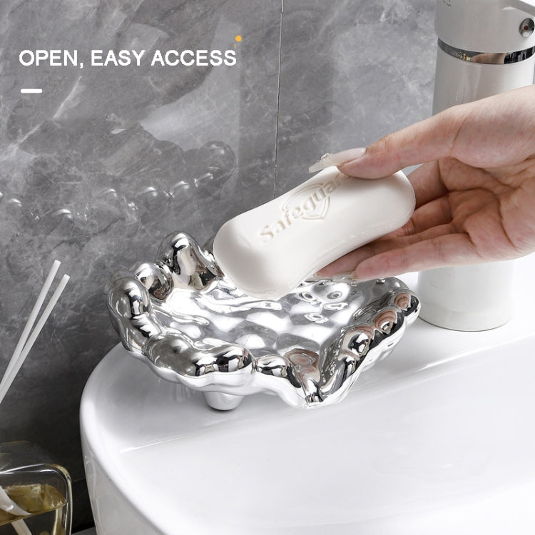 Electroplating Soap Box Fragrance Toilet Free Punch Drain Soap Holder, Golden, Silver
