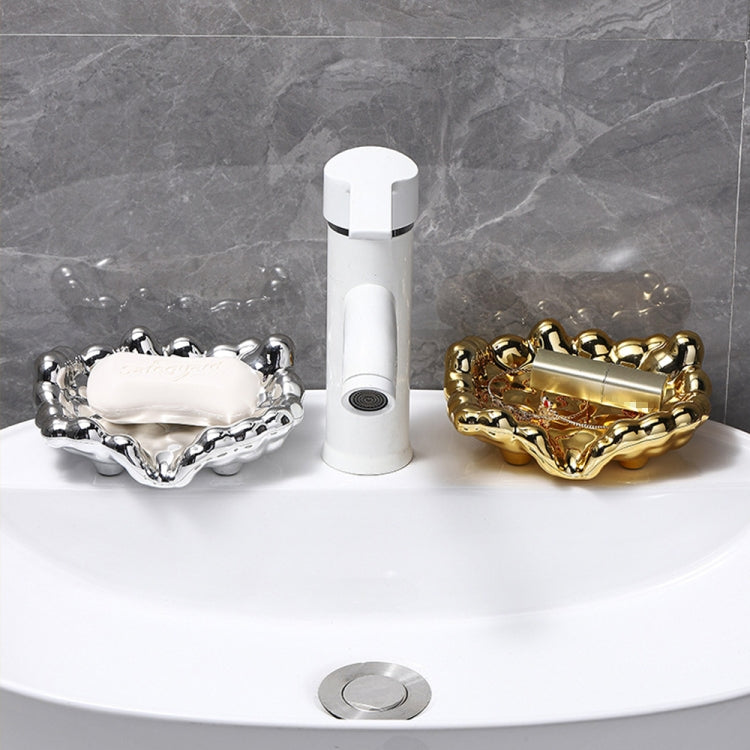 Electroplating Soap Box Fragrance Toilet Free Punch Drain Soap Holder, Golden, Silver