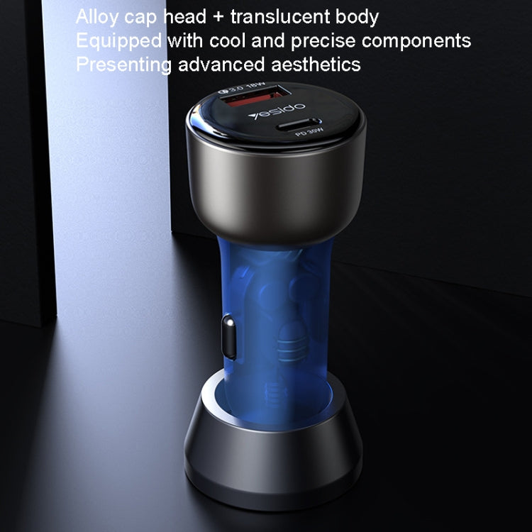 Yesido Y52 48W Dual-channel Fast Charging Zinc Alloy QC3.0 Car Charger, Y52 48W