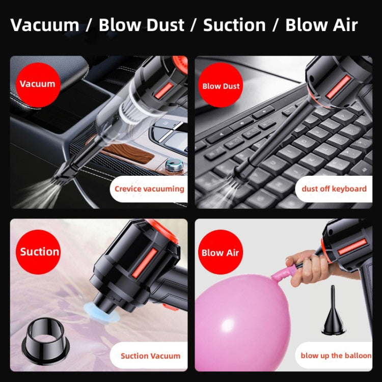 SUITU  ST-6629 3 In 1 5500pa Car Wireless Vacuum Cleaner Blowing Suction And Pumping 3 Modes, White -USB Cable, Black -USB Cable, White -Seat Charge, Black -Seat Charge