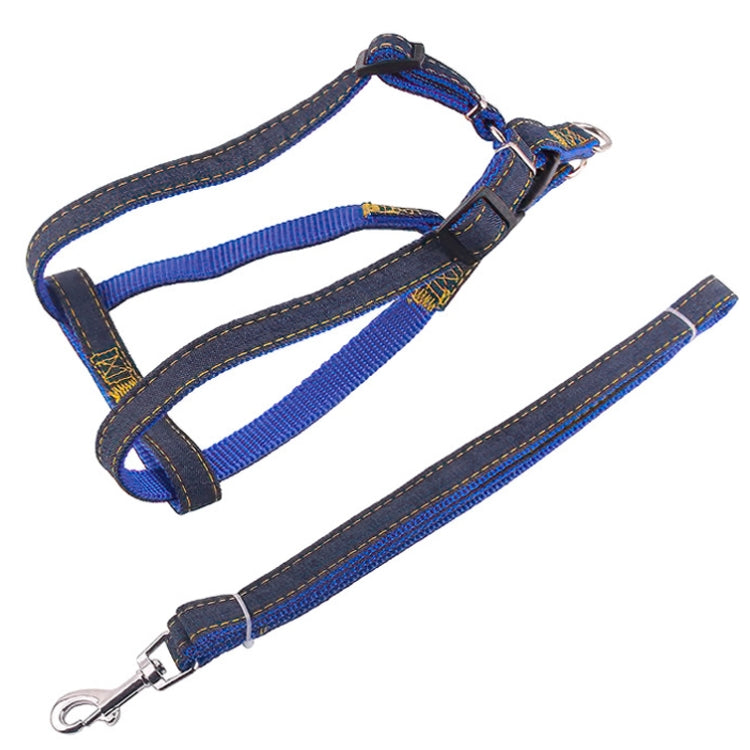 BG-Q1025 Leash+Chest Strap Thickened Strong Denim Pet Dog Leash Set, S, M, L, XL