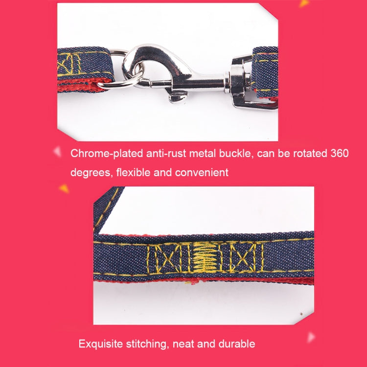 BG-Q1025 Leash+Chest Strap Thickened Strong Denim Pet Dog Leash Set, S, M, L, XL