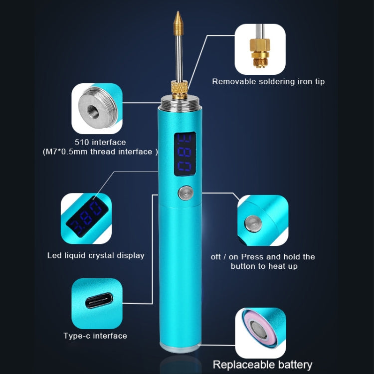 BS45 17-25W Wireless Soldering Iron with Adjustable Temperature LED Digital Display, B+C+K Tips
