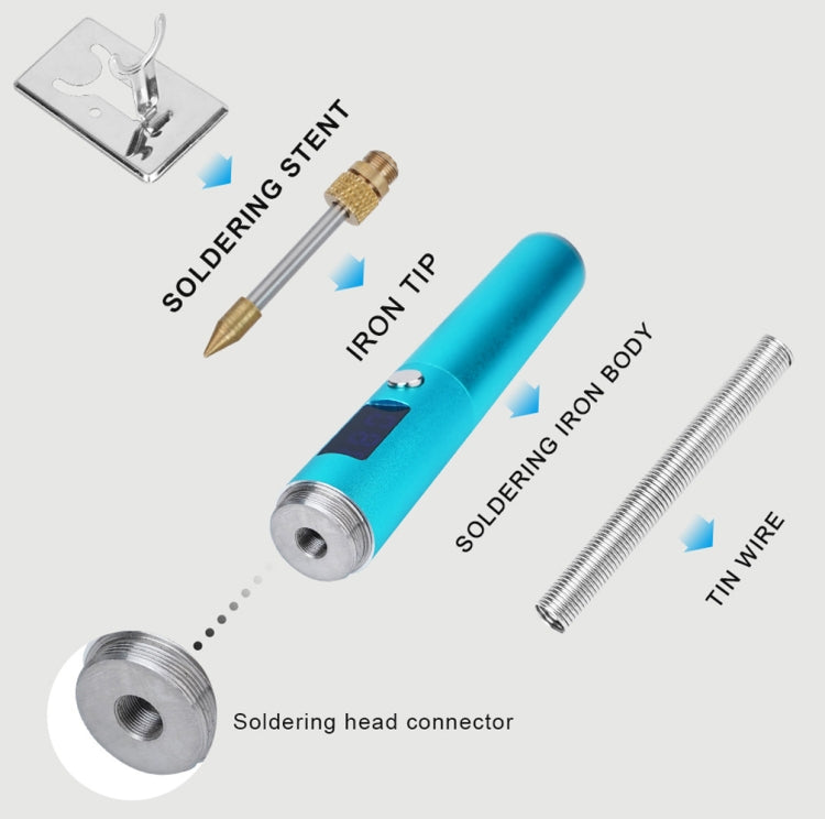BS45 17-25W Wireless Soldering Iron with Adjustable Temperature LED Digital Display, B+C+K Tips