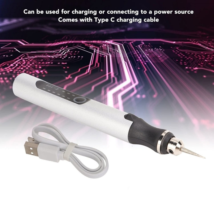 E108 59pcs/set Wireless Portable USB Rechargeable Mini Electric Drill Pen, Silver, Rose Gold