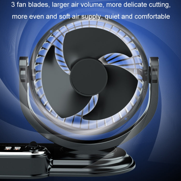 F621 Car Rotatable Turntable Silent Car Double Head Fan, 12V Cigarette Lighter, 24V Cigarette Lighter, High Allocation USB, High Allocation 12V Cigarette Lighter