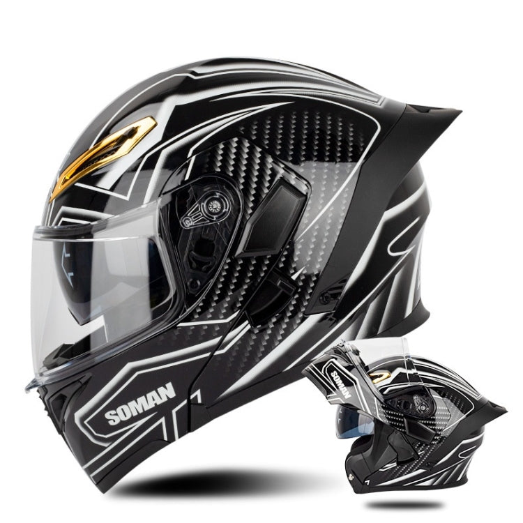SOMAN Motorcycle Dual Lens Riding Peel-Off Full Coverage Helmet, S, M, L, XL