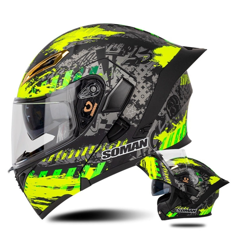 SOMAN Motorcycle Dual Lens Riding Peel-Off Full Coverage Helmet, S, M, L, XL