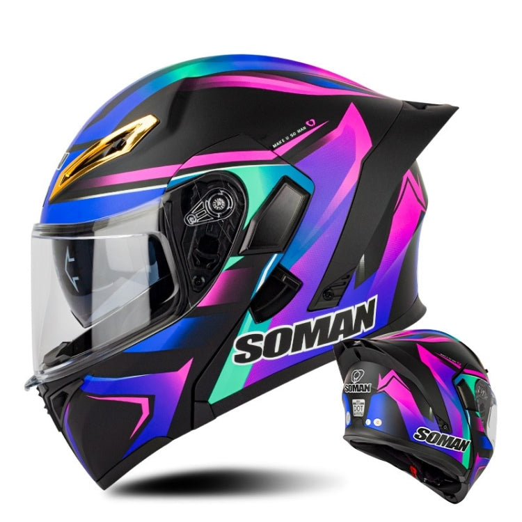 SOMAN Motorcycle Dual Lens Riding Peel-Off Full Coverage Helmet, S, M, L, XL