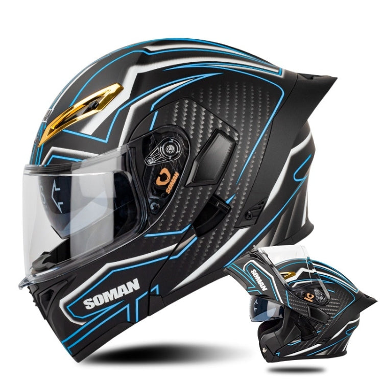 SOMAN Motorcycle Dual Lens Riding Peel-Off Full Coverage Helmet, XXL