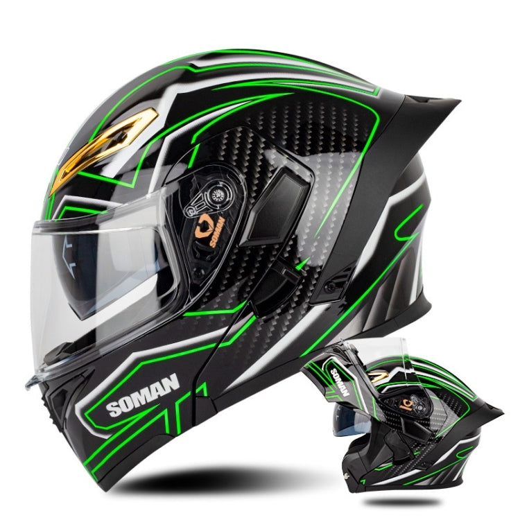 SOMAN Motorcycle Dual Lens Riding Peel-Off Full Coverage Helmet, XXL