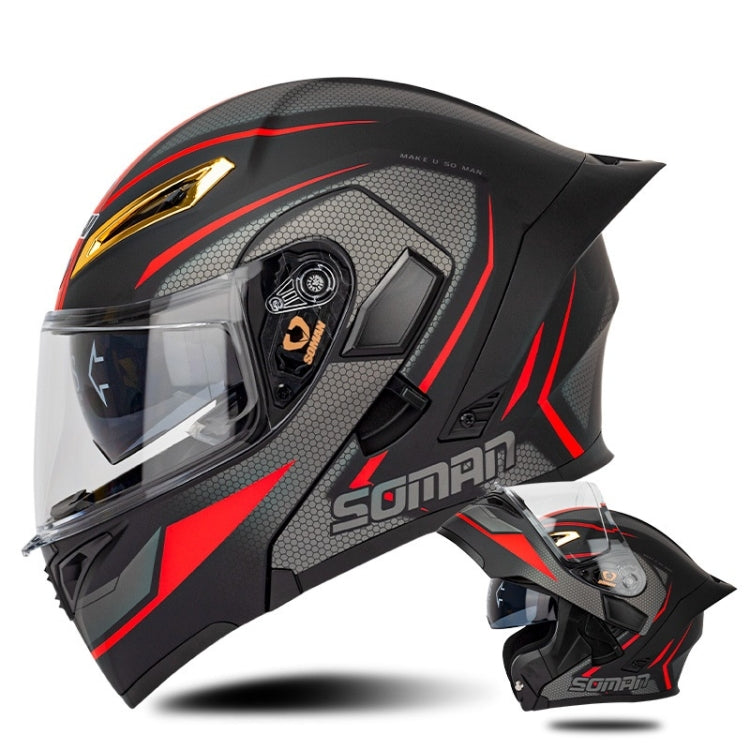 SOMAN Motorcycle Dual Lens Riding Peel-Off Full Coverage Helmet, XXL