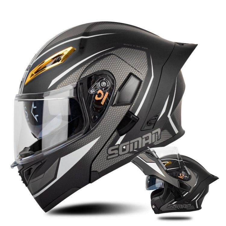 SOMAN Motorcycle Dual Lens Riding Peel-Off Full Coverage Helmet, XXL