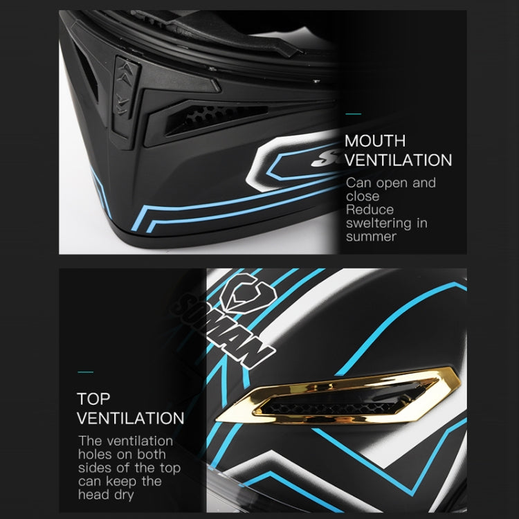 SOMAN Motorcycle Dual Lens Riding Peel-Off Full Coverage Helmet, XXL
