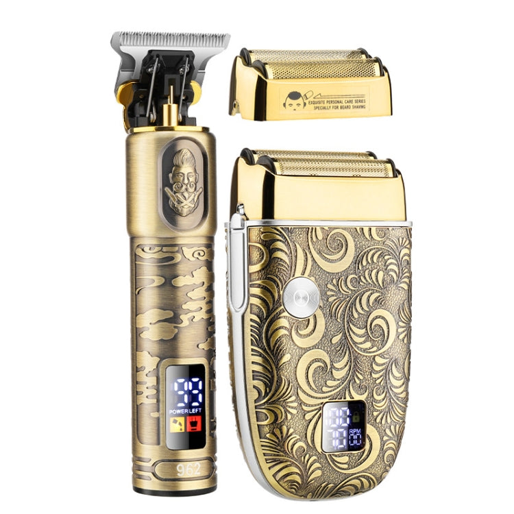 Men Bald Haircut 2 In 1 Electric Hair Clipper Waterproof Set, 962 Gray, 962 Gold