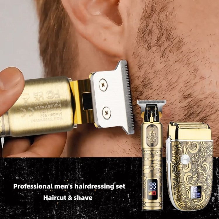 Men Bald Haircut 2 In 1 Electric Hair Clipper Waterproof Set, 962 Gray, 962 Gold