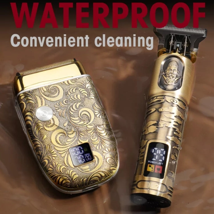Men Bald Haircut 2 In 1 Electric Hair Clipper Waterproof Set, 962 Gray, 962 Gold