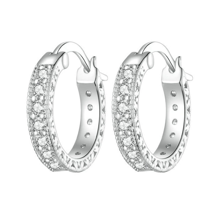 S925 Sterling Silver Simple Fine Flash Zircon Earrings, BSE868