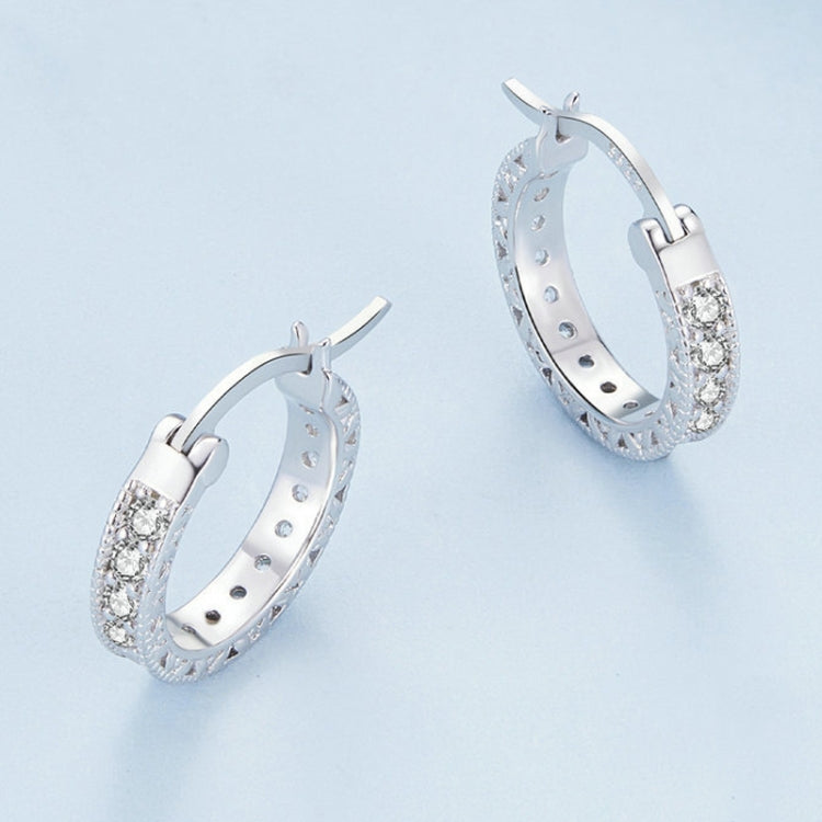 S925 Sterling Silver Simple Fine Flash Zircon Earrings, BSE868