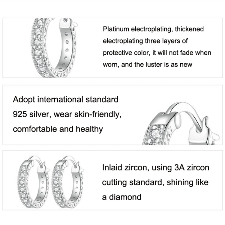 S925 Sterling Silver Simple Fine Flash Zircon Earrings, BSE868