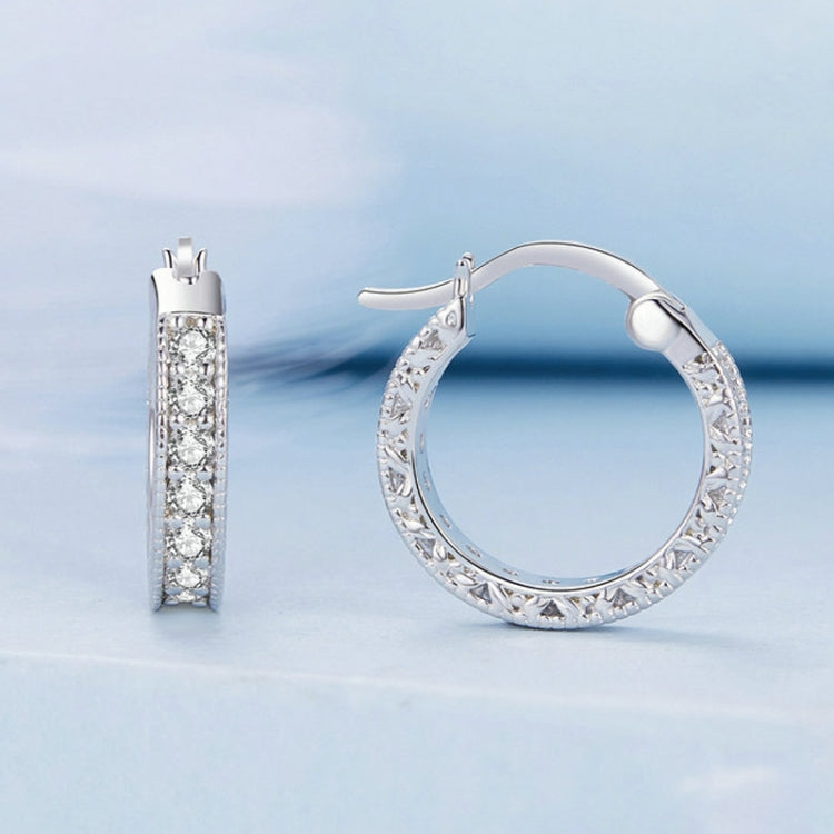 S925 Sterling Silver Simple Fine Flash Zircon Earrings, BSE868