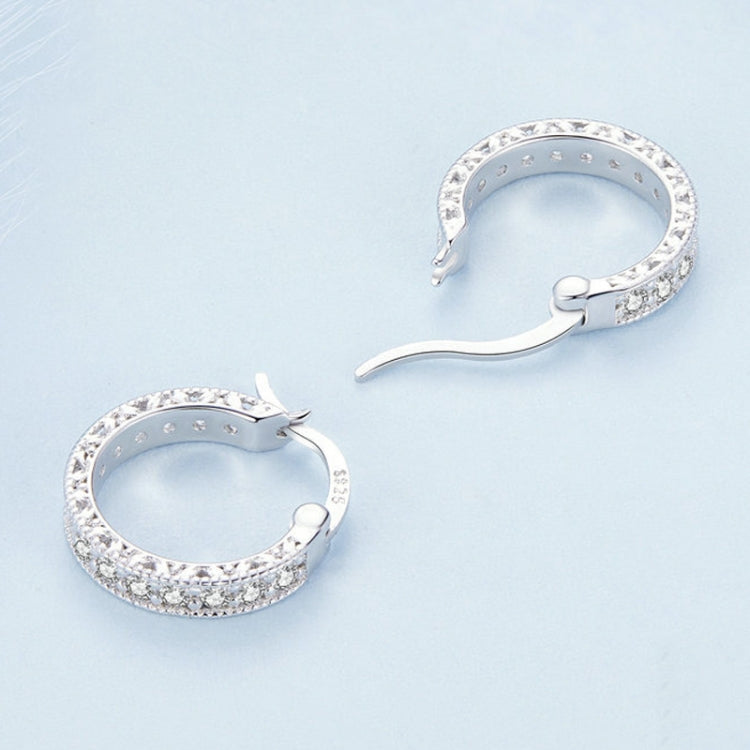 S925 Sterling Silver Simple Fine Flash Zircon Earrings, BSE868