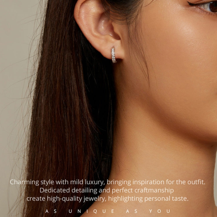 S925 Sterling Silver Simple Fine Flash Zircon Earrings, BSE868