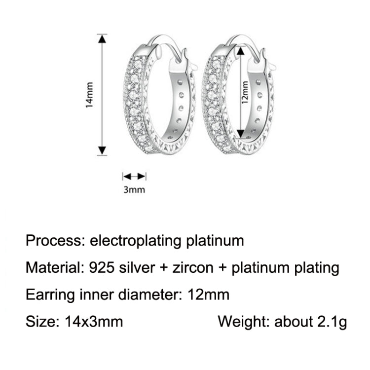 S925 Sterling Silver Simple Fine Flash Zircon Earrings, BSE868