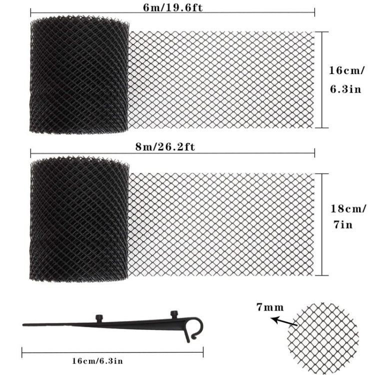 Plastic Gutter Guard Prevent Leaves or Debris From Clogging Downspouts and Drains, 16cm x 6m With 15pcs Nails, 18cm x 8m With 15pcs Nails, 18cm x 8m Without Nails