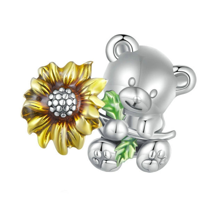 Cute Bear Sunflower DIY Beads S925 Sterling Silver Bracelet Accessories, SCC2560