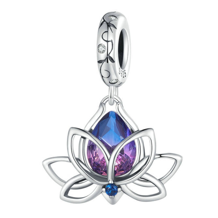S925 Sterling Silver Lotus Pendant Gradient Water Drop Tourmaline DIY Bracelet Beads, SCC2562