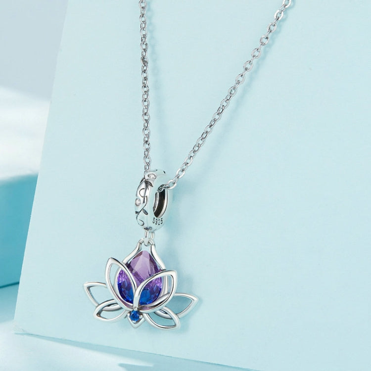 S925 Sterling Silver Lotus Pendant Gradient Water Drop Tourmaline DIY Bracelet Beads, SCC2562