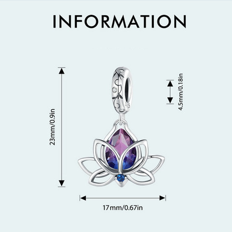 S925 Sterling Silver Lotus Pendant Gradient Water Drop Tourmaline DIY Bracelet Beads, SCC2562