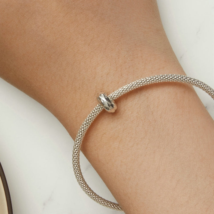 Feather Textured Spacer Beads S925 Sterling Silver Bracelet Necklace  DIY Beads, SCC2564