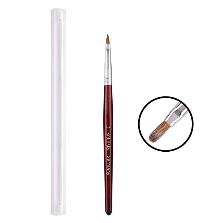 Red Wood Handle Kolinsky Hair Nail Art Brush, No. 2, No. 4, No. 6, No. 8, No. 10, No. 12, No. 14, No. 16, No. 18, No. 20