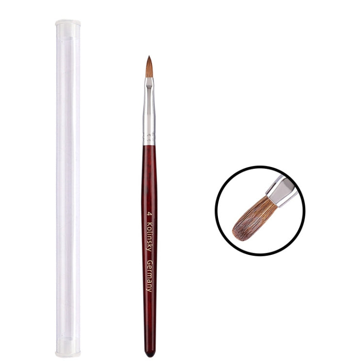 Red Wood Handle Kolinsky Hair Nail Art Brush, No. 2, No. 4, No. 6, No. 8, No. 10, No. 12, No. 14, No. 16, No. 18, No. 20