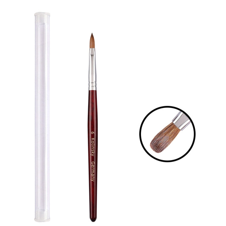 Red Wood Handle Kolinsky Hair Nail Art Brush, No. 2, No. 4, No. 6, No. 8, No. 10, No. 12, No. 14, No. 16, No. 18, No. 20