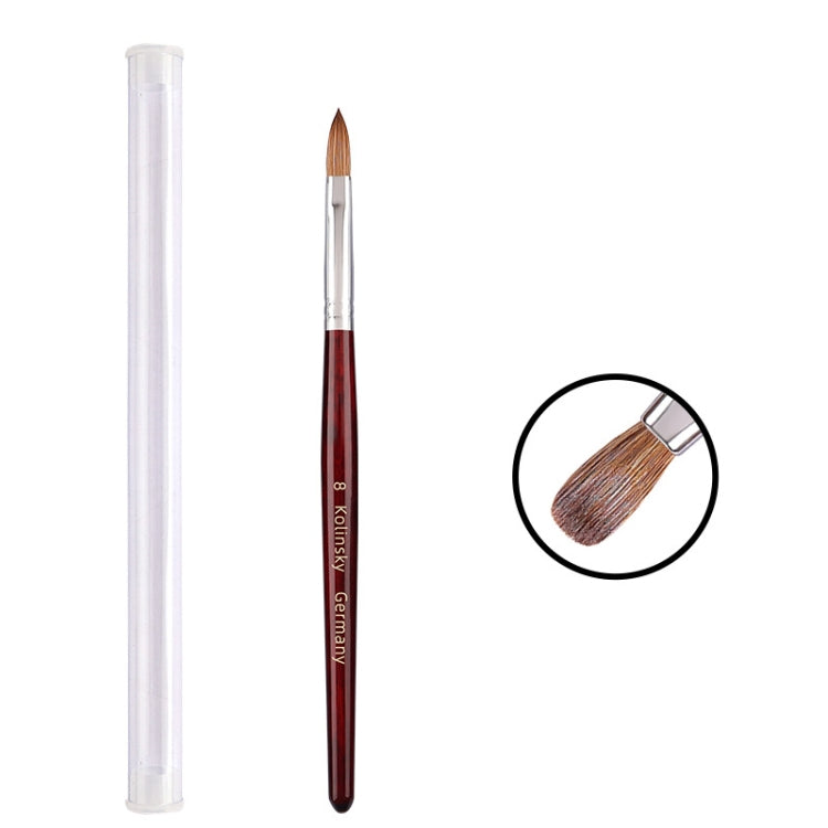 Red Wood Handle Kolinsky Hair Nail Art Brush, No. 2, No. 4, No. 6, No. 8, No. 10, No. 12, No. 14, No. 16, No. 18, No. 20