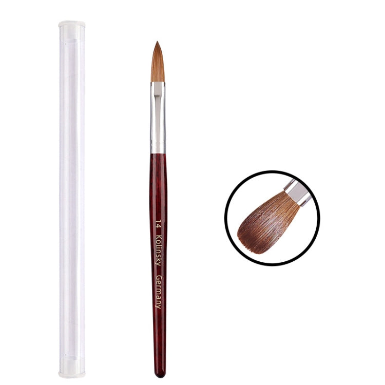 Red Wood Handle Kolinsky Hair Nail Art Brush, No. 2, No. 4, No. 6, No. 8, No. 10, No. 12, No. 14, No. 16, No. 18, No. 20