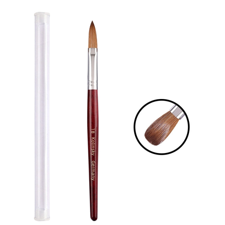 Red Wood Handle Kolinsky Hair Nail Art Brush, No. 2, No. 4, No. 6, No. 8, No. 10, No. 12, No. 14, No. 16, No. 18, No. 20