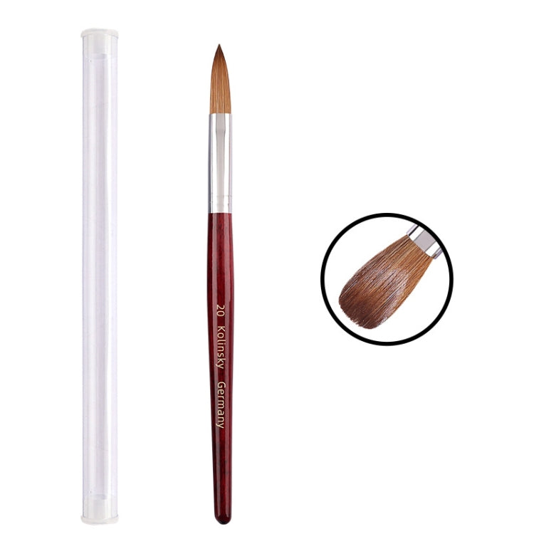 Red Wood Handle Kolinsky Hair Nail Art Brush, No. 2, No. 4, No. 6, No. 8, No. 10, No. 12, No. 14, No. 16, No. 18, No. 20