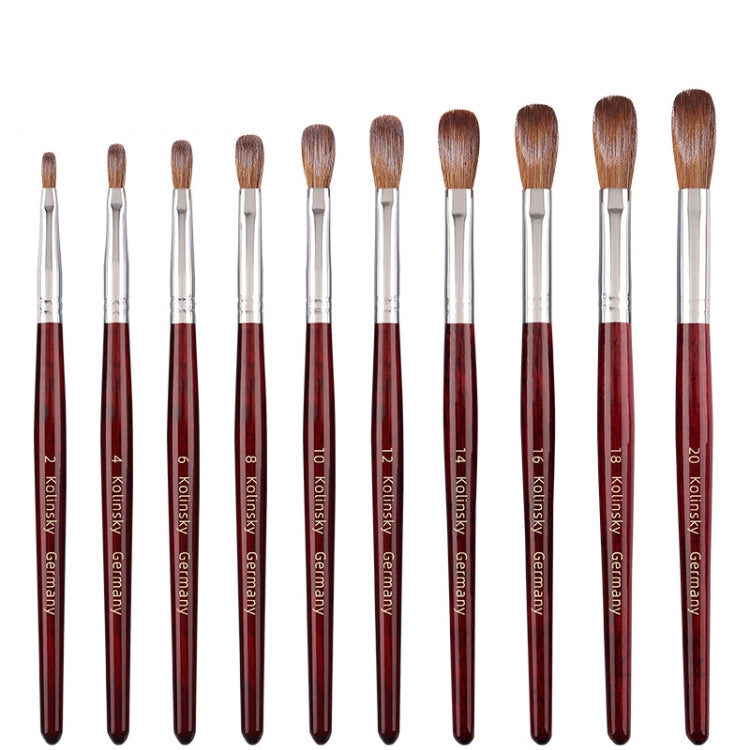 Red Wood Handle Kolinsky Hair Nail Art Brush, No. 2, No. 4, No. 6, No. 8, No. 10, No. 12, No. 14, No. 16, No. 18, No. 20
