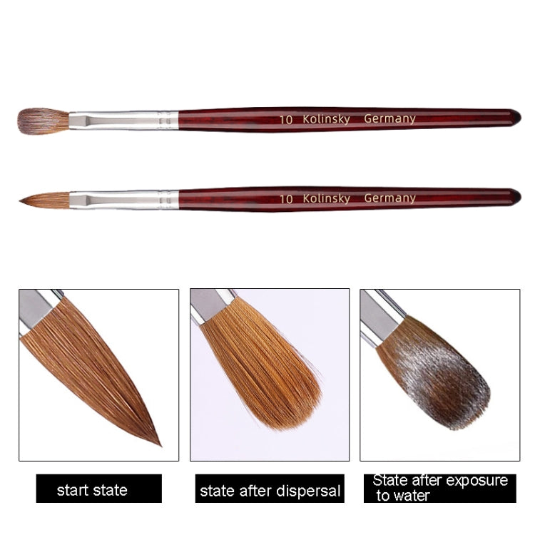 Red Wood Handle Kolinsky Hair Nail Art Brush, No. 2, No. 4, No. 6, No. 8, No. 10, No. 12, No. 14, No. 16, No. 18, No. 20