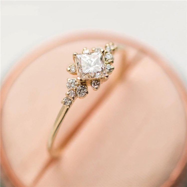 Geometric Square Rings for Women Wedding Rhinestone Finger Rings Charm Jewelry, 10, 6, 8
