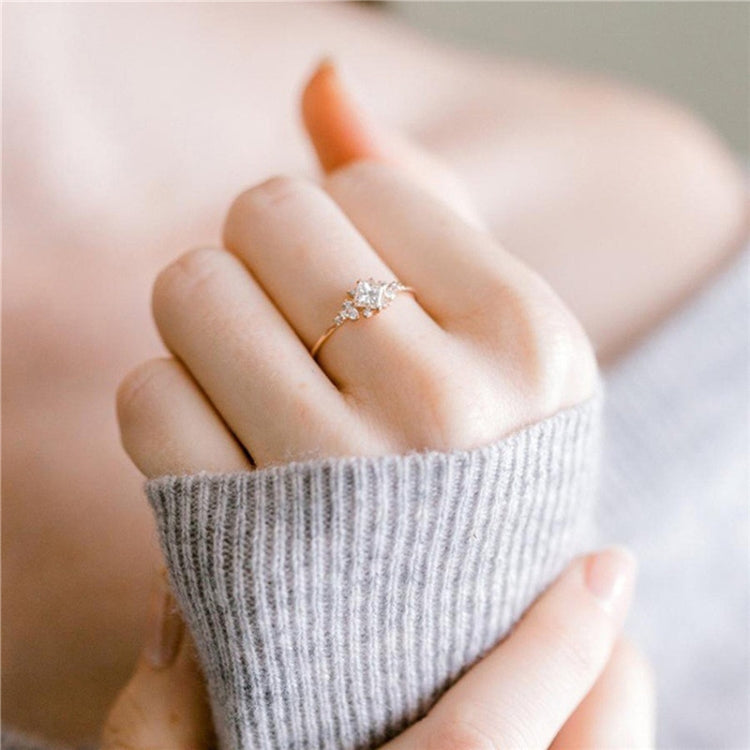Geometric Square Rings for Women Wedding Rhinestone Finger Rings Charm Jewelry, 10, 6, 8