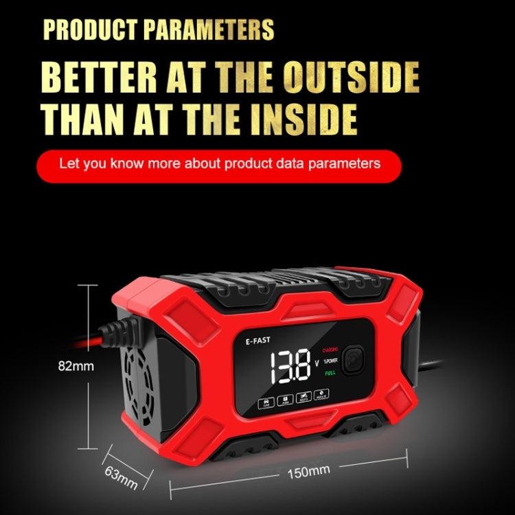 E-FAST 12V Motorcycle Car Battery Charger, EU Plug, US Plug, AU Plug, UK Plug, JPN Plug